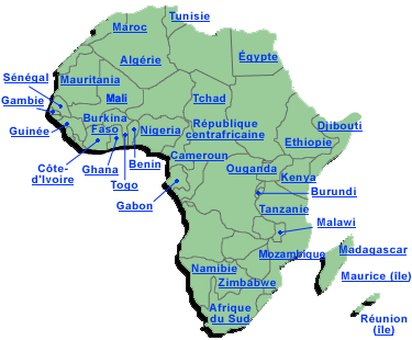 Carte des pays de l'Afrique